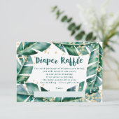 Tropische blad gouden luier raffle baby shower informatiekaartje (Staand voorkant)