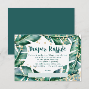 Tropische blad gouden luier raffle baby shower informatiekaartje