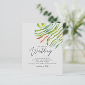 Tropische bladbestemming strand bruiloft uitnodigi (Staand voorkant)