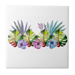 Tropische bladbloem kleurrijke Hawaiiaanse Tegeltje