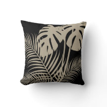 Tropische bladeren 1 Tan op zwart