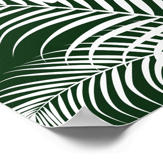 Tropische bladeren 1 wit op donkergroene kunstafdr poster (Hoek)