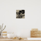 Tropische bladeren 1 zwart op Tan Modern Art afdru Poster (Keuken)