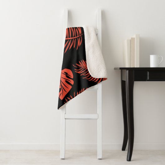 Tropische bladeren 21 sherpa deken (In situ)