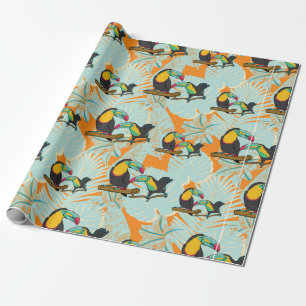 Tropische bladeren aan naadloos patroon cadeaupapier