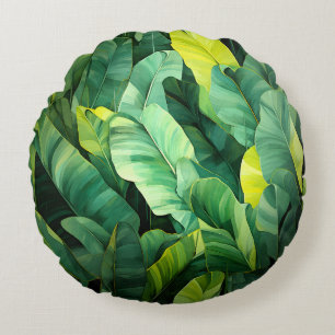 Tropische Bladeren Abstract Botanisch Jungle Natuu Rond Kussen