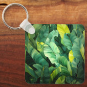 Tropische Bladeren Abstract Botanisch Jungle Natuu Sleutelhanger (Voorkant)