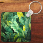 Tropische Bladeren Abstract Botanisch Jungle Natuu Sleutelhanger (Achterkant)