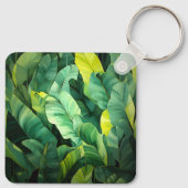 Tropische Bladeren Abstract Botanisch Jungle Natuu Sleutelhanger (Achterkant)