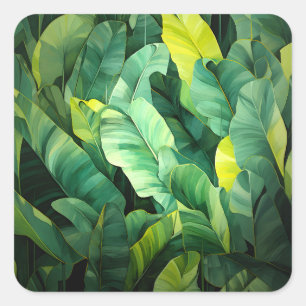 Tropische Bladeren Abstract Botanisch Jungle Natuu Vierkante Sticker