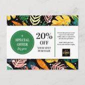 Tropische Bladeren Abstract Coupon Korting Briefkaart (Voorkant)