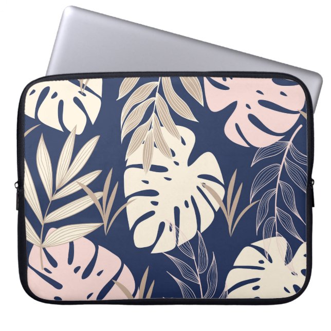 Tropische bladeren: Abstract Oerwoud Print Laptop Sleeve (Voorkant)