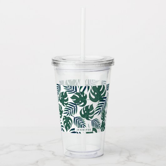 Tropische bladeren acryl drinkbeker (Voorkant)