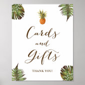 Tropische bladeren Anananas-Kaarten en cadeaubonbo Poster (Voorkant)