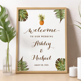 Tropische bladeren anananas Luau Wedding Sign Poster