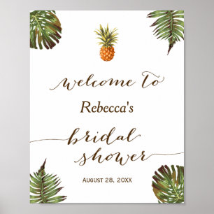 Tropische Bladeren Ananas Bruidsfeest Bord Poster