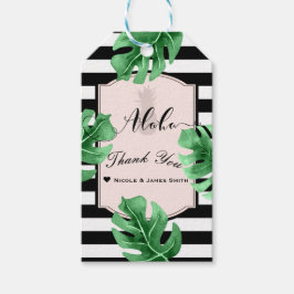 Tropische bladeren & ananas bruiloft Elegante guns Cadeaulabel