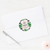 Tropische bladeren & ananas bruiloft Elegante guns Ronde Sticker (Envelop)