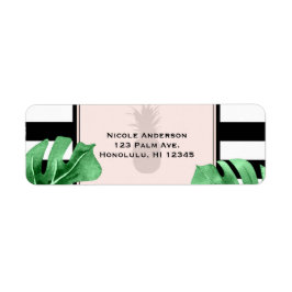 Tropische Bladeren & Ananas Elegant Trouwen Etiket