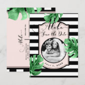 Tropische bladeren & ananas Foto opslaan van de da Aankondigingskaart (Voorkant / Achterkant)
