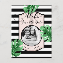 Tropische bladeren & ananas Foto opslaan van de da Aankondigingskaart