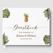 Tropische bladeren ananas hand belettering bruilof gastenboek (Voorkant)