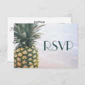 Tropische bladeren Ananas Hawaïaanse bruiloft RSVP (Voorkant / Achterkant)