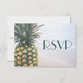 Tropische bladeren Ananas Hawaïaanse bruiloft RSVP Kaartje