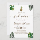 Tropische Bladeren Ananas Luau Afstuderen Kaart (Voorkant)