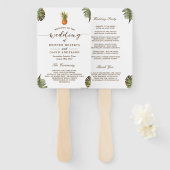 Tropische bladeren Ananas Luau bruiloft programma Handwaaier (Voorkant en achterkant)