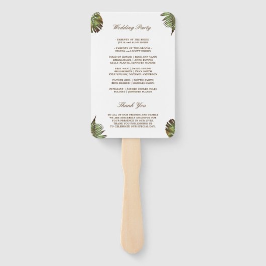 Tropische bladeren Ananas Luau bruiloft programma Handwaaier (Achterkant)