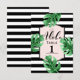 Tropische Bladeren & Ananas Trouwtafel Nummer Kaart
