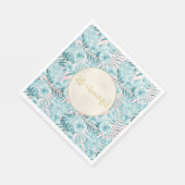 Tropische bladeren Aqua Gold Servet (Hoek)