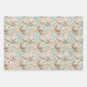 Tropische bladeren Aqua Pink Inpakpapier Vel (Voorkant 3)