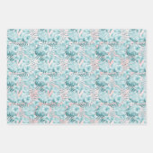 Tropische bladeren Aqua Pink Inpakpapier Vel (Voorkant)