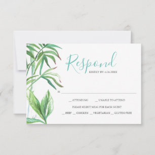 Tropische Bladeren Aquarel Antwoord RSVP