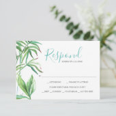 Tropische Bladeren Aquarel Antwoord RSVP (Staand voorkant)
