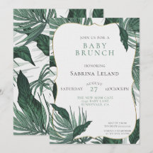 Tropische bladeren Baby shower Brunch Green