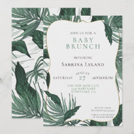 Tropische bladeren Baby shower Brunch Green Kaart