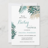 Tropische bladeren Baby shower uitnodiging (Voorkant)