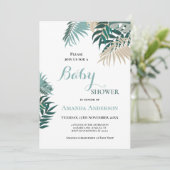 Tropische bladeren Baby shower uitnodiging (Staand voorkant)