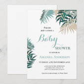 Tropische bladeren Baby shower uitnodiging (Voorkant / Achterkant)