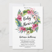 Tropische bladeren | Baby shower van roze Floral G Kaart (Voorkant)