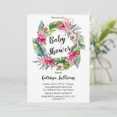 Tropische bladeren | Baby shower van roze Floral G Kaart (Staand voorkant)