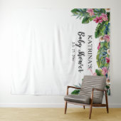 Tropische bladeren | Baby shower van roze Floral G Wandkleed (In Situ (horizontaal))