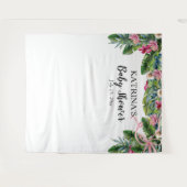 Tropische bladeren | Baby shower van roze Floral G Wandkleed (Voorkant (horizontaal))