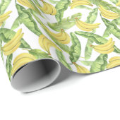 Tropische bladeren, bananen, waterverf. cadeaupapier (Rol Hoek)