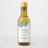 Tropische bladeren Bedankt voor je huwelijk. Wijn Etiket (Voorkant)