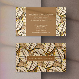 Tropische bladeren Beige Elegant Visitekaartje
