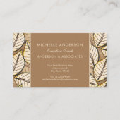 Tropische bladeren Beige Elegant Visitekaartje (Voorkant)